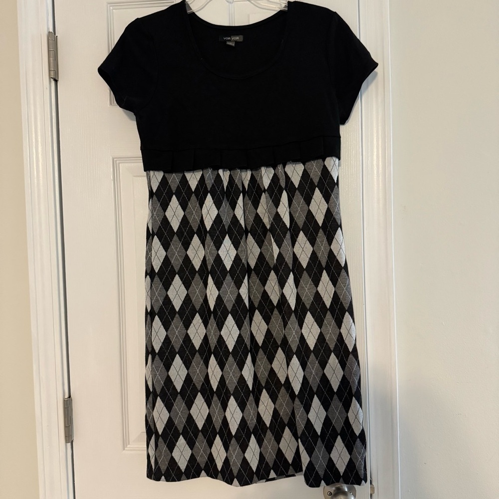 Voir Voir Black and Gray‎ Argyle Dress